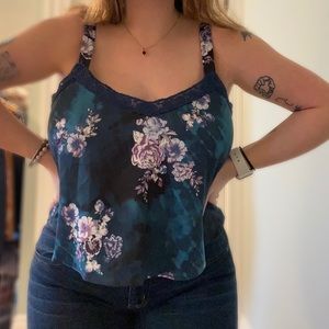 Floral Silk Crop Tank